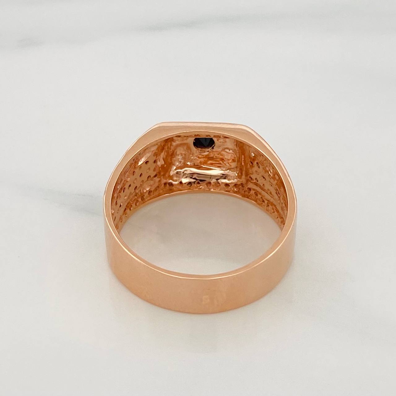 Anillo Sello Circulo 5.7g / T9 1/2 Dos Oros Blanco Rosa 18K