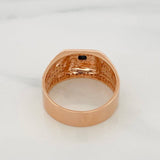 Anillo Sello Circulo 5.7g / T9 1/2 Dos Oros Blanco Rosa 18K