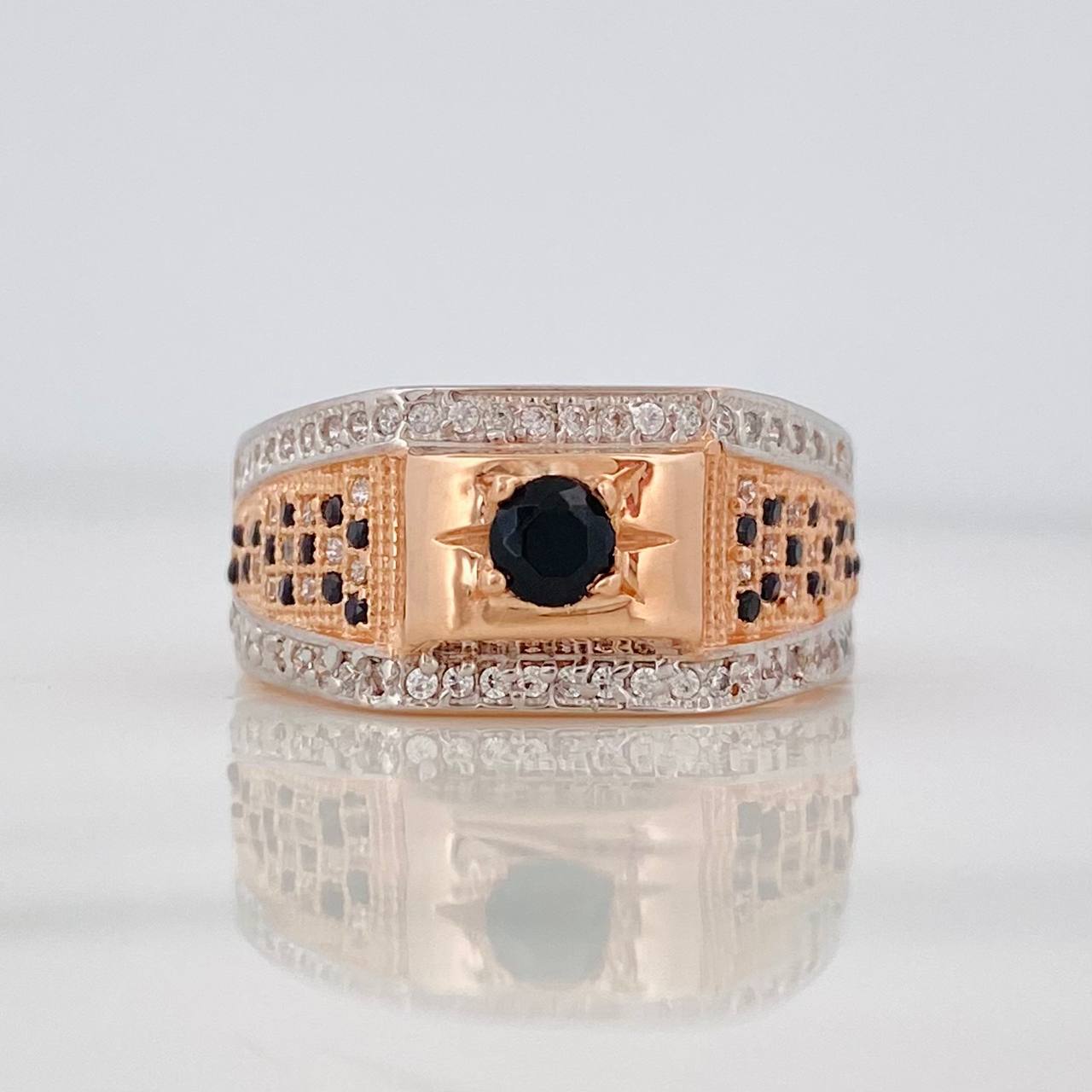 Anillo Sello Circulo 5.7g / T9 1/2 Dos Oros Blanco Rosa 18K