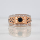 Anillo Sello Circulo 5.7g / T9 1/2 Dos Oros Blanco Rosa 18K