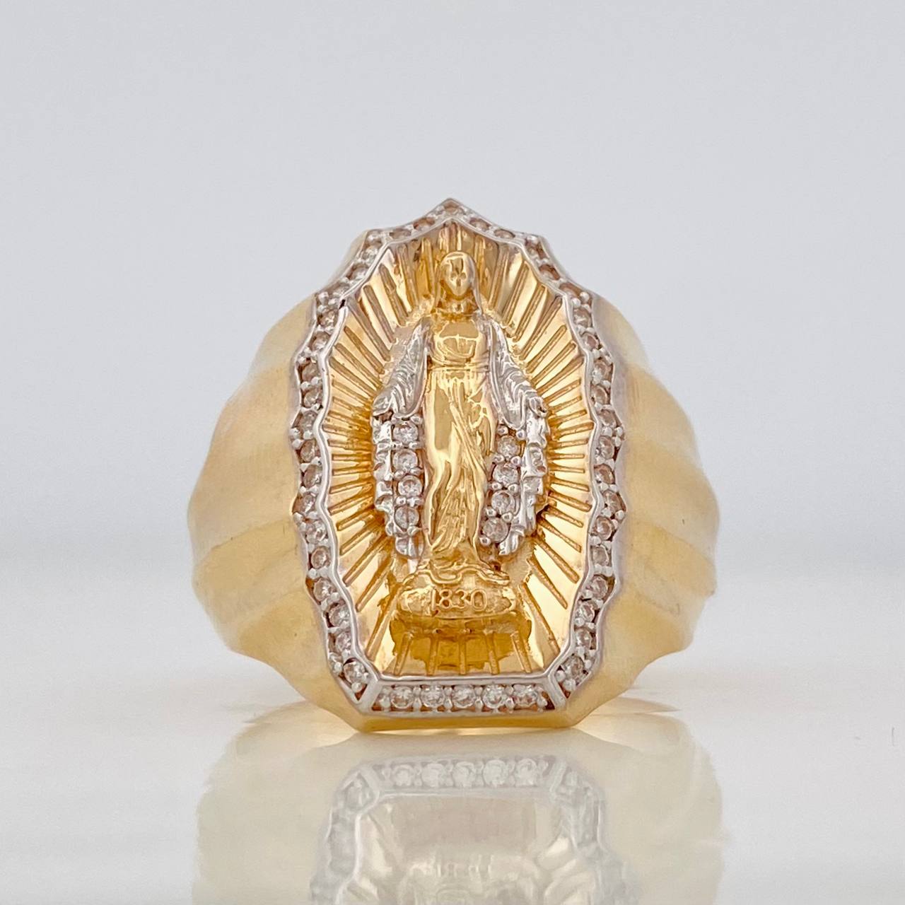 Anillo Virgen Milagrosa 9.35g / T9 Dos Oros Amarillo Blanco 18K