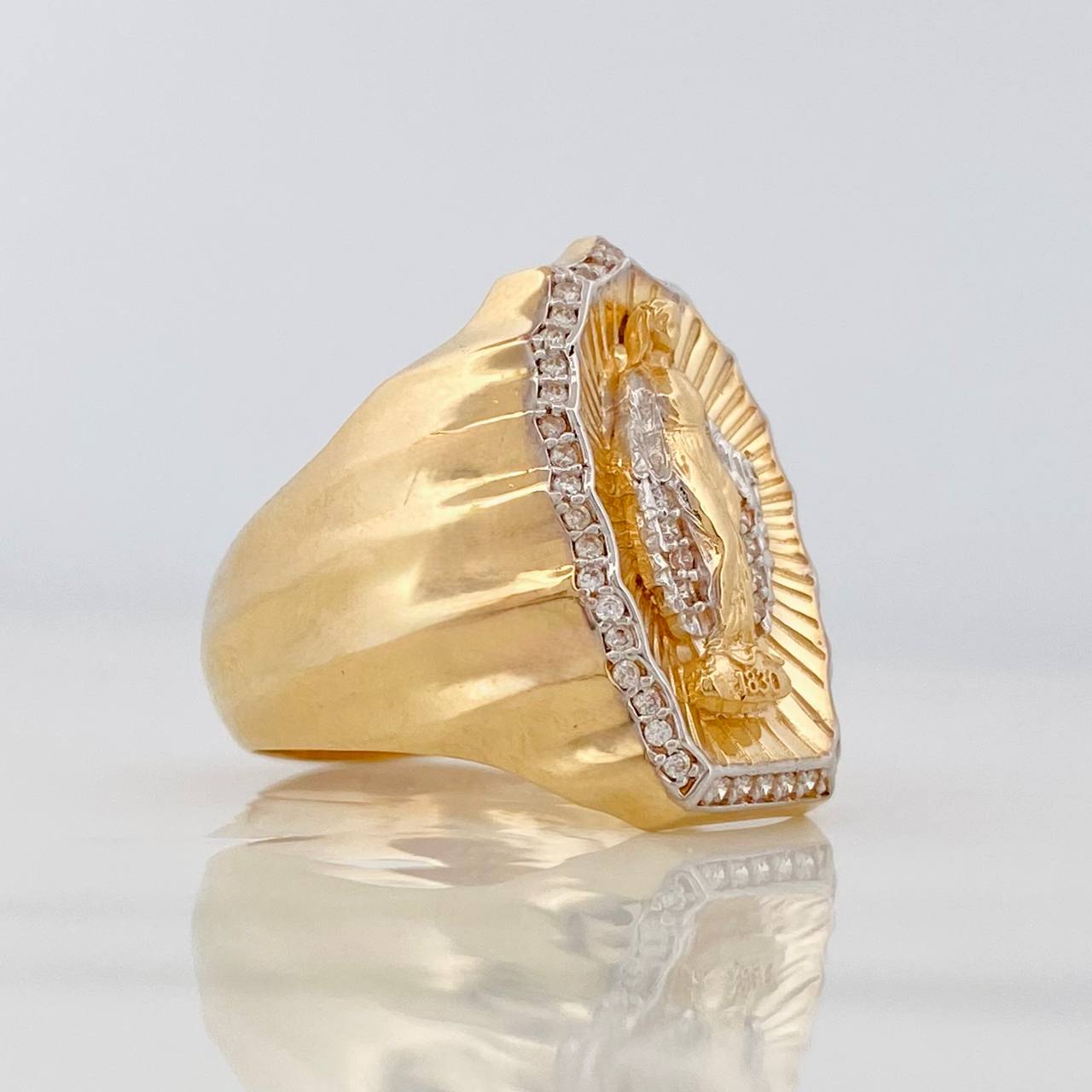 Anillo Virgen Milagrosa 9.35g / T9 Dos Oros Amarillo Blanco 18K
