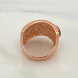 Anillo Corazones 8g / T6 3/4 Dos Oros Negro Rosa 18K