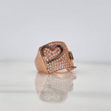Anillo Corazones 8g / T6 3/4 Dos Oros Negro Rosa 18K
