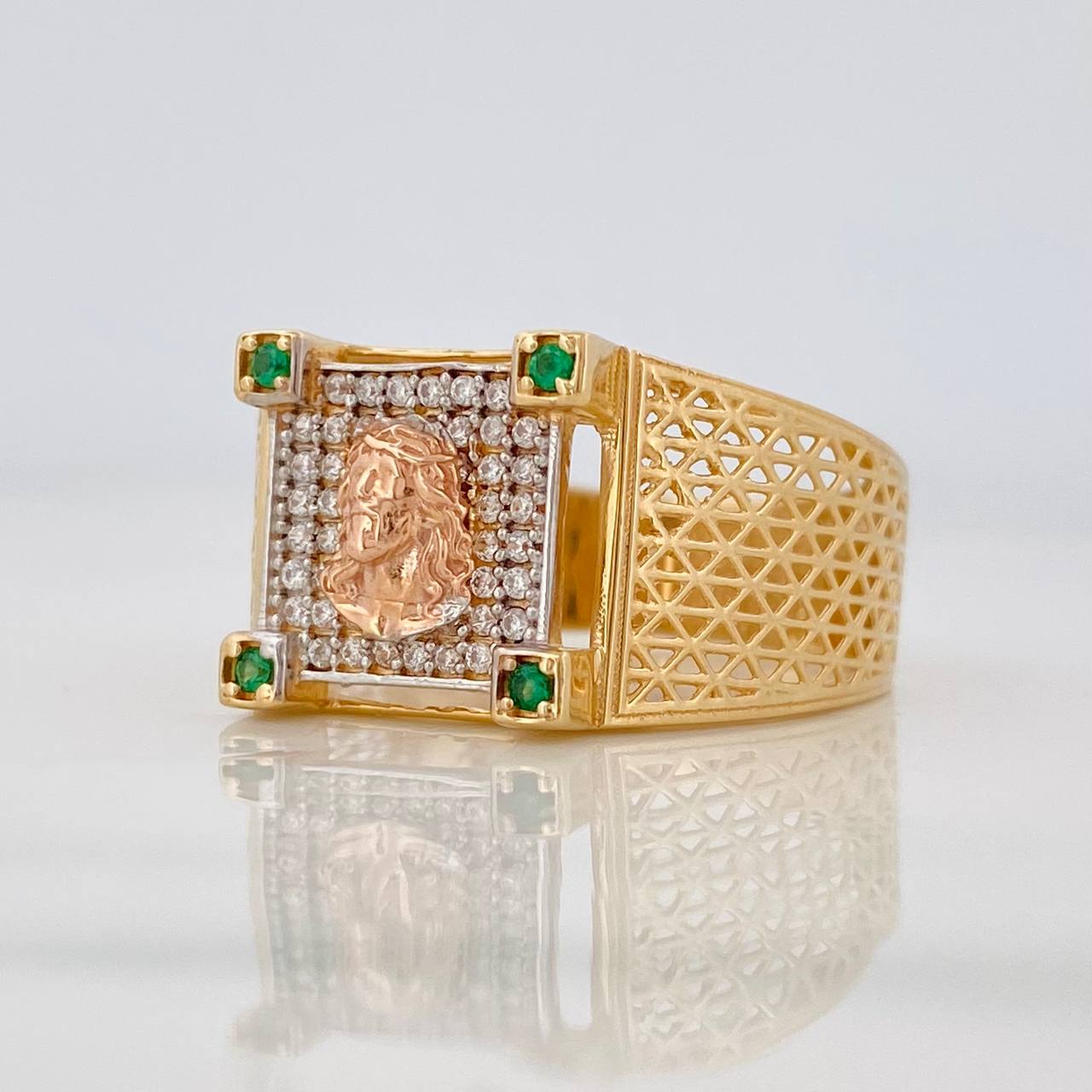 Anillo Rostro de Cristo 6g / T9 1/2 Tres Oros 18K