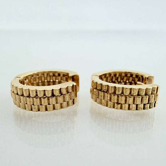 Candongas Carril Rustico 4.05gr / 1.1cm / Oro Amarillo 18K