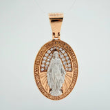 Dije Virgen Milagrosa 4.4gr / 3.2cm / Dos Oros Blanco Rosa 18K $