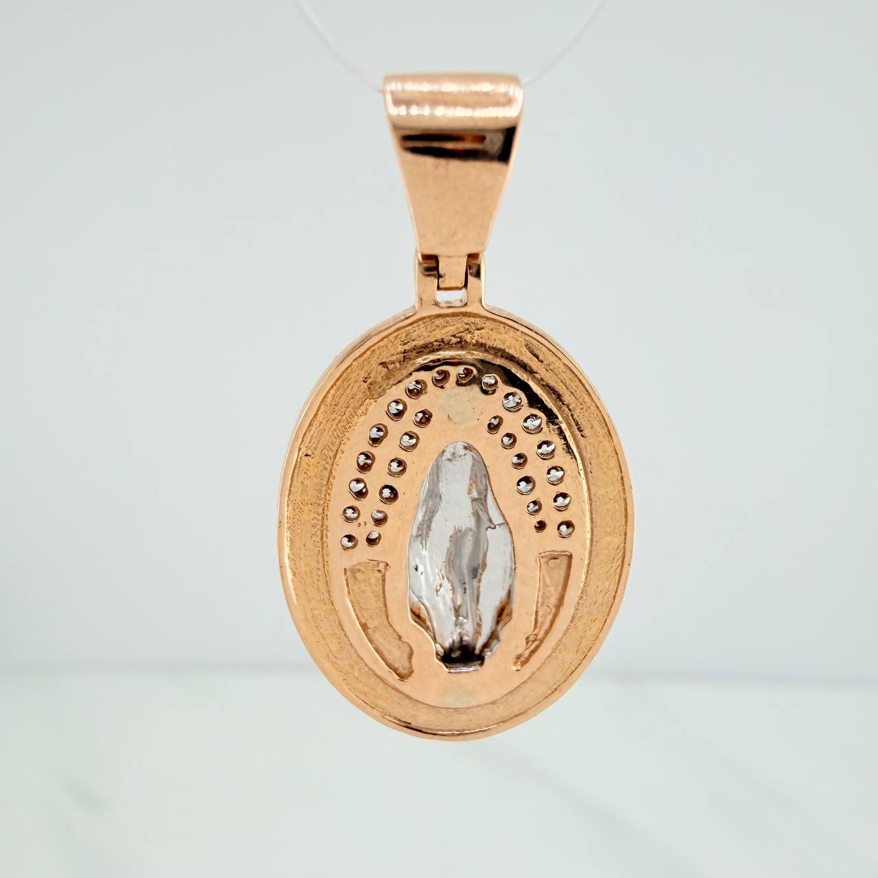 Dije Virgen Milagrosa 4.4gr / 3.2cm / Dos Oros Blanco Rosa 18K $