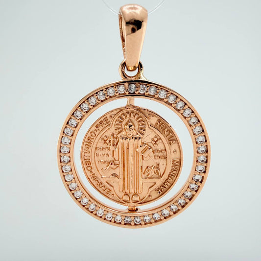 Dije Medalla San Benito 4.75gr / 3.2cm / Oro Rosa 18K $