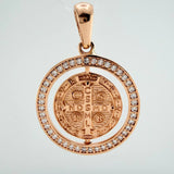 Dije Medalla San Benito 4.75gr / 3.2cm / Oro Rosa 18K $