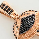 Dije Casco Romano 3.5gr / 3cm / Dos Oros Negro Rosa 18K