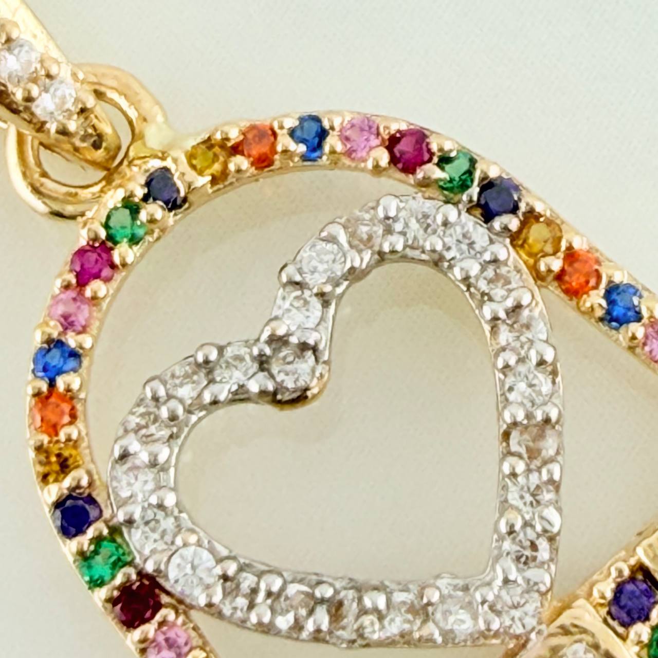 Dije Mano Hamsa Corazon 4.45gr / 4cm / Dos Oros Amarillo Blanco 18K