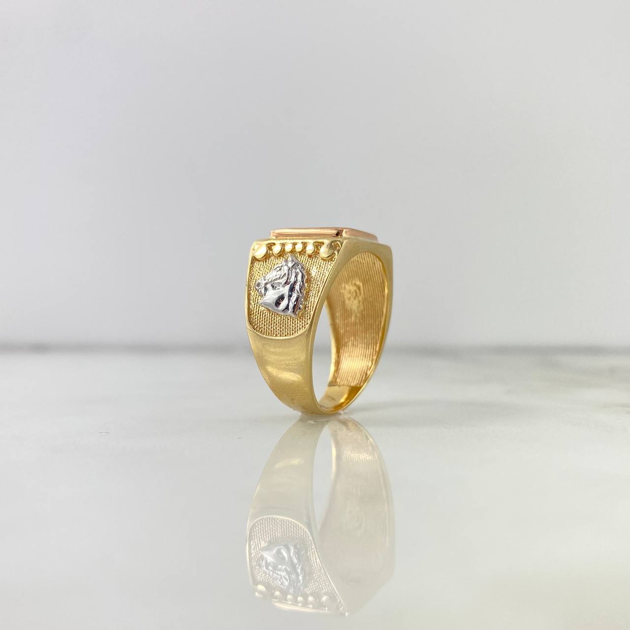 Anillo Caballos Cuadro Tupido 8.35gr / T10 / Circones Blancos Tres Oros