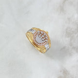Anillo Cinturon Corona RX 9.55gr / T8 1/2 / Circones Blancos Tres Oros 18K ©