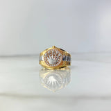 Anillo Cinturon Corona RX 9.55gr / T8 1/2 / Circones Blancos Tres Oros 18K ©