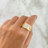 Anillo Cruz Rombo 7.6gr / T9 3/4 / Circones Blancos Tres Oros