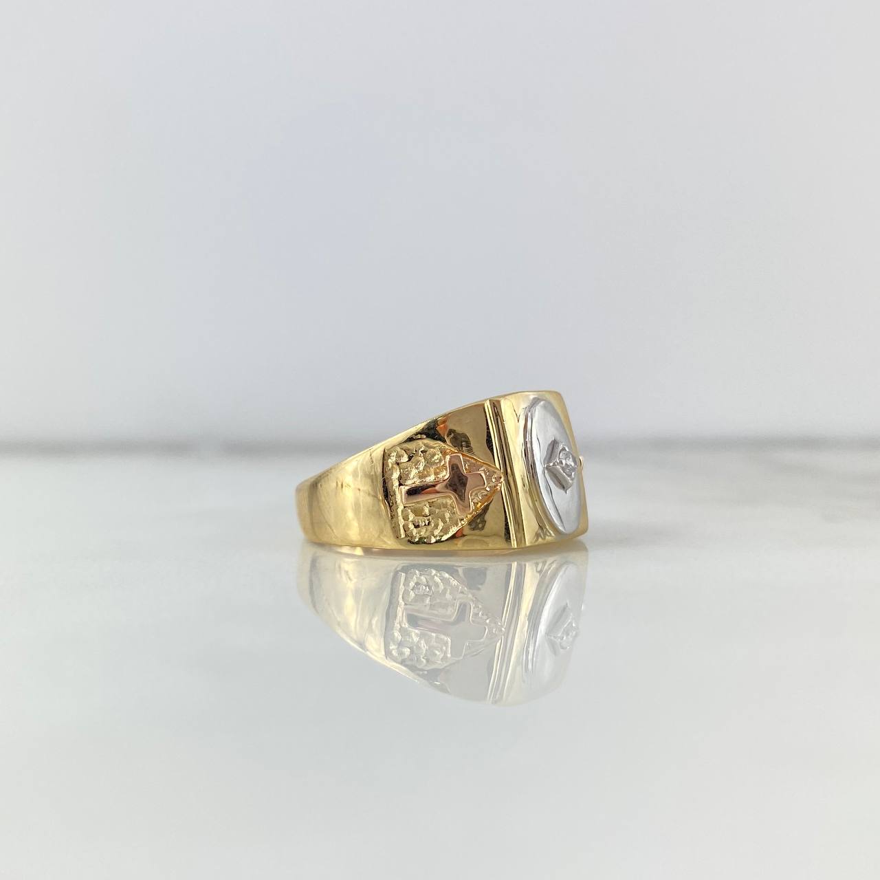 Anillo Cruz Rombo 7.6gr / T9 3/4 / Circones Blancos Tres Oros