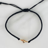 Pulsera Tejida Negra Pato Bolsa de Dinero 1.55gr / Tres Oros 18K &