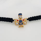 Pulsera Tejida Negra Pato Bolsa de Dinero 1.55gr / Tres Oros 18K &