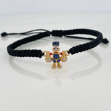 Pulsera Tejida Negra Pato Bolsa de Dinero 1.55gr / Tres Oros 18K &