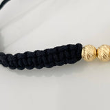 Pulsera Tejida Negra Pato Inspirado 4.45gr /  6mm Tres Oros 18K &