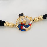 Pulsera Tejida Negra Pato Inspirado 4.45gr /  6mm Tres Oros 18K &