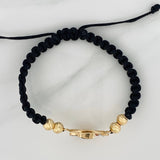 Pulsera Tejida Negra Pato Inspirado 4.45gr /  6mm Tres Oros 18K &