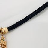 Pulsera Tejida Negra San Jose  1.45gr / 6mm Dos Oros Amarillo Blanco 18K &