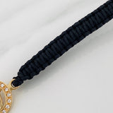 Pulsera Tejida Negra Corona 1.25gr / Oro Amarillo 18K &