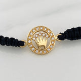Pulsera Tejida Negra Corona 1.25gr / Oro Amarillo 18K &