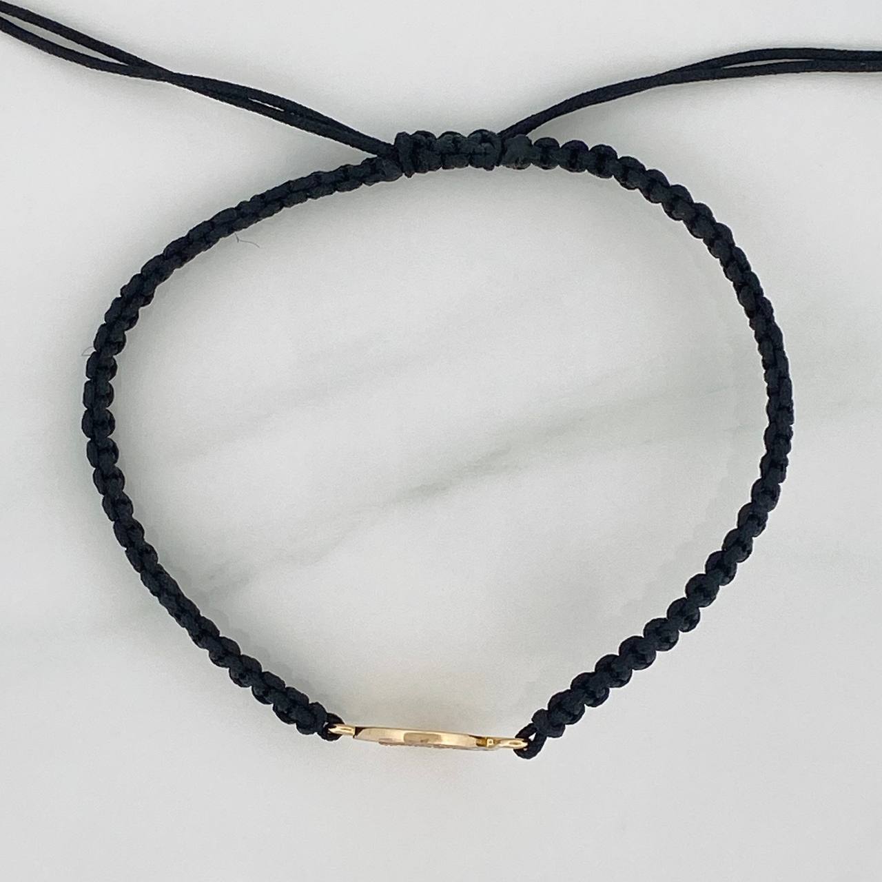 Pulsera Tejida Negra Corona 1.25gr / Tres Oros 18K &