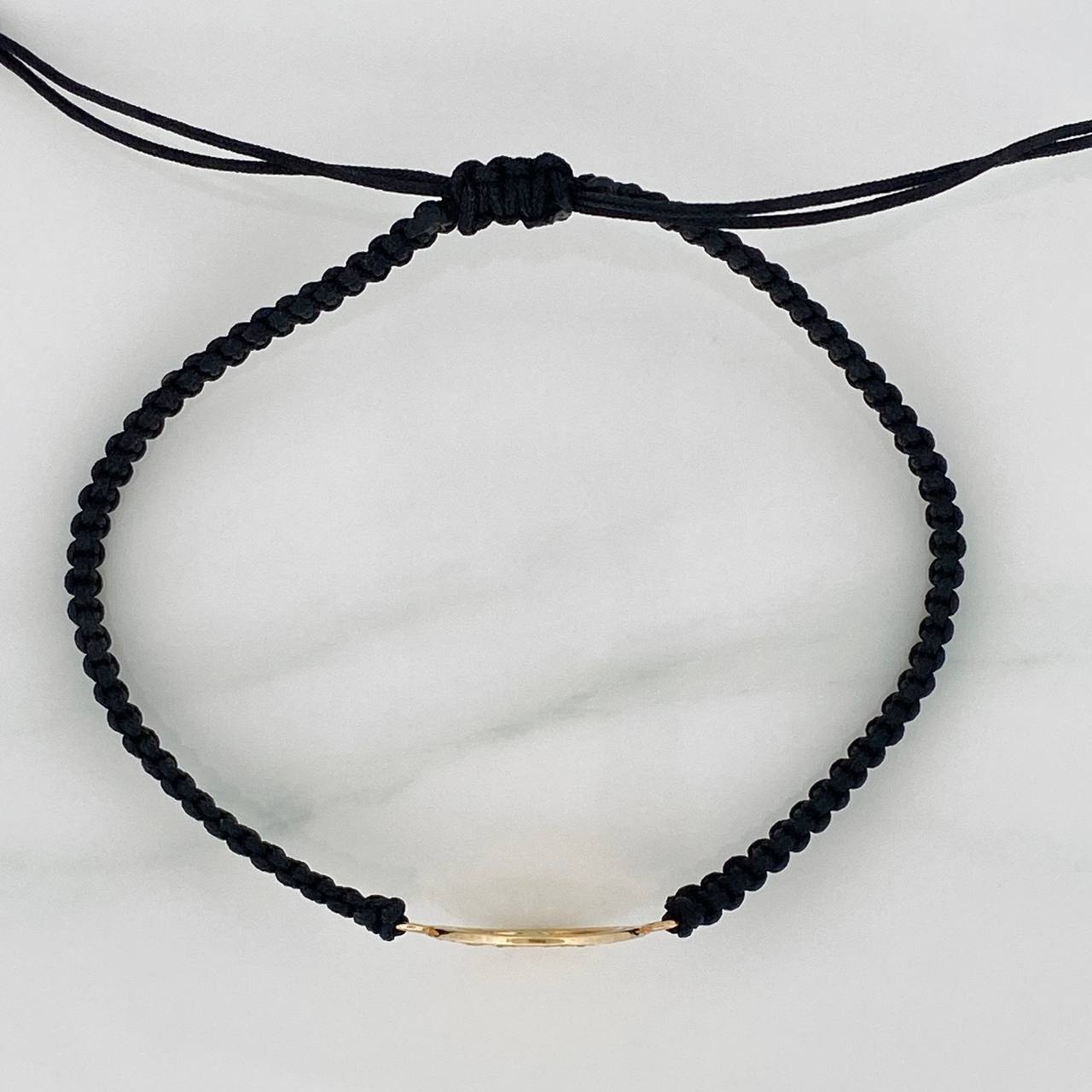 Pulsera Tejida Negra Corona 1.15gr / Oro Amarillo 18K &