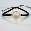 Pulsera Tejida Negra Corona 1.15gr / Oro Amarillo 18K &