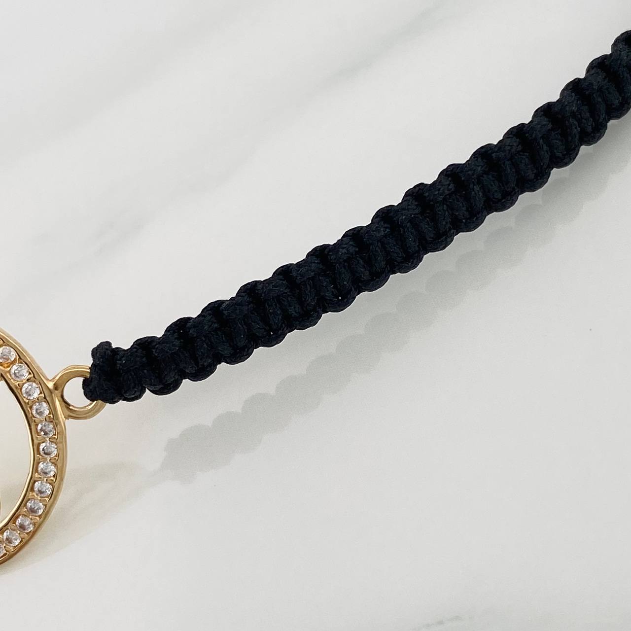 Pulsera Tejida Negra Corona 1.15gr / Oro Amarillo 18K &