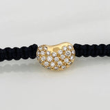 Pulsera Tejida Negra Corazon Tupido 1.75gr / Oro Amarillo 18K