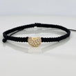 Pulsera Tejida Negra Corazon Tupido 1.75gr / Oro Amarillo 18K