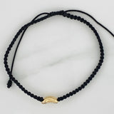 Pulsera Tejida Negra Corazon Tupido 1.75gr / Oro Amarillo 18K