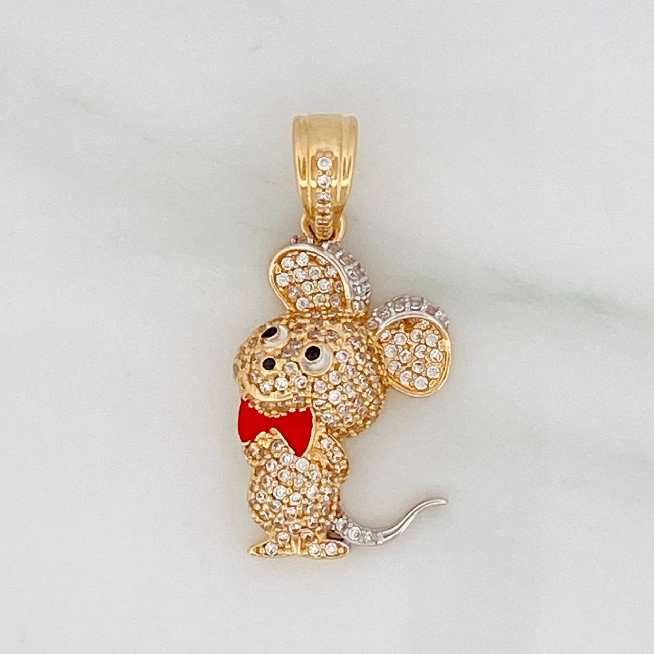 Dije Raton Caricatura 4.9gr / 3.3cm / Dos Oros Amarillo Blanco 18K $