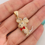 Dije Raton Caricatura 4.9gr / 3.3cm / Dos Oros Amarillo Blanco 18K $