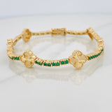 Pulso Tennis Trebol 13.6gr / 18.5cm / Oro Amarillo Nac.Esp. 18K $