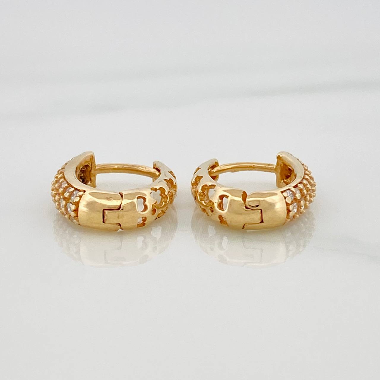 Candongas Triple Carril 2.2gr / 1.4cm / Oro Amarillo 18K %