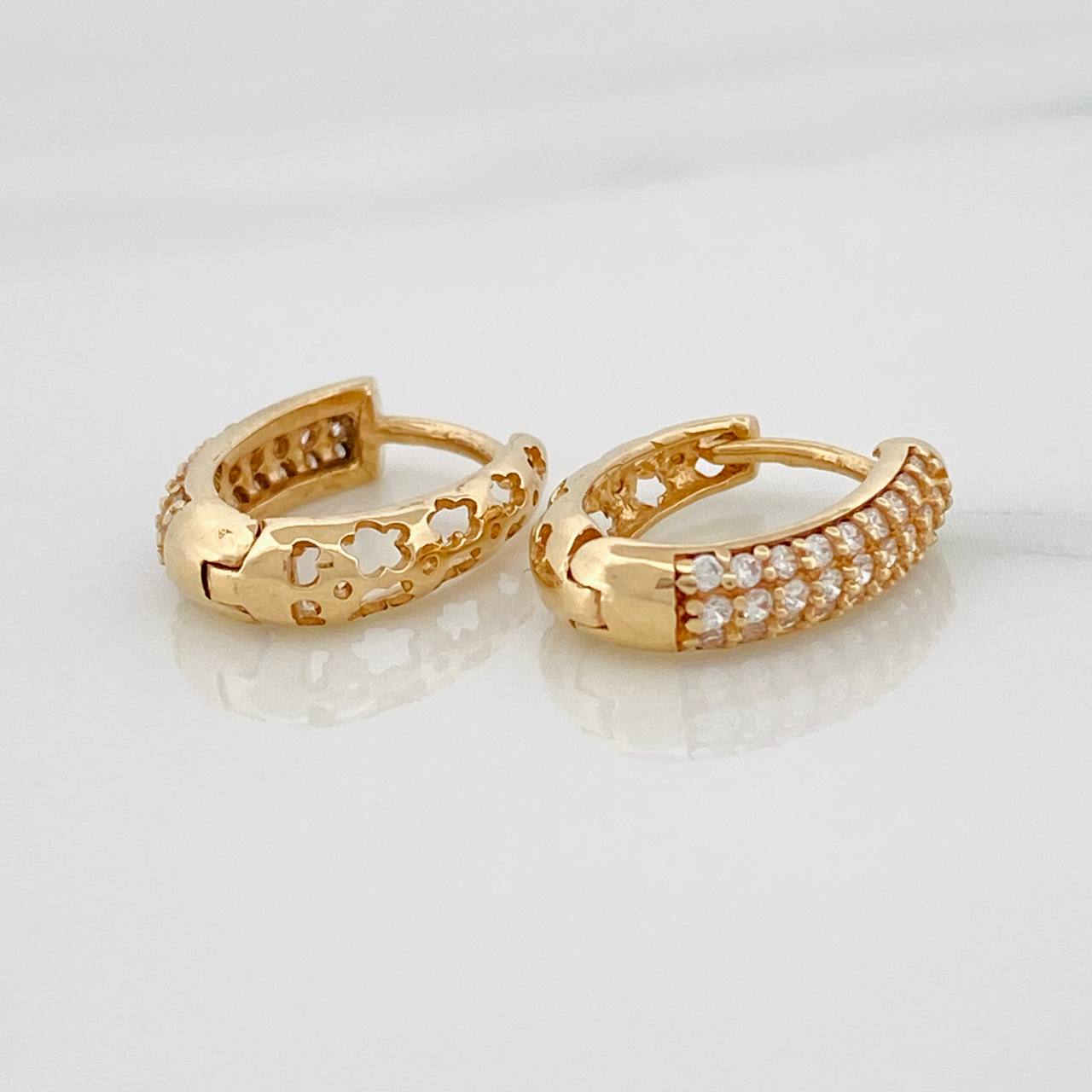 Candongas Triple Carril 2.2gr / 1.4cm / Oro Amarillo 18K %