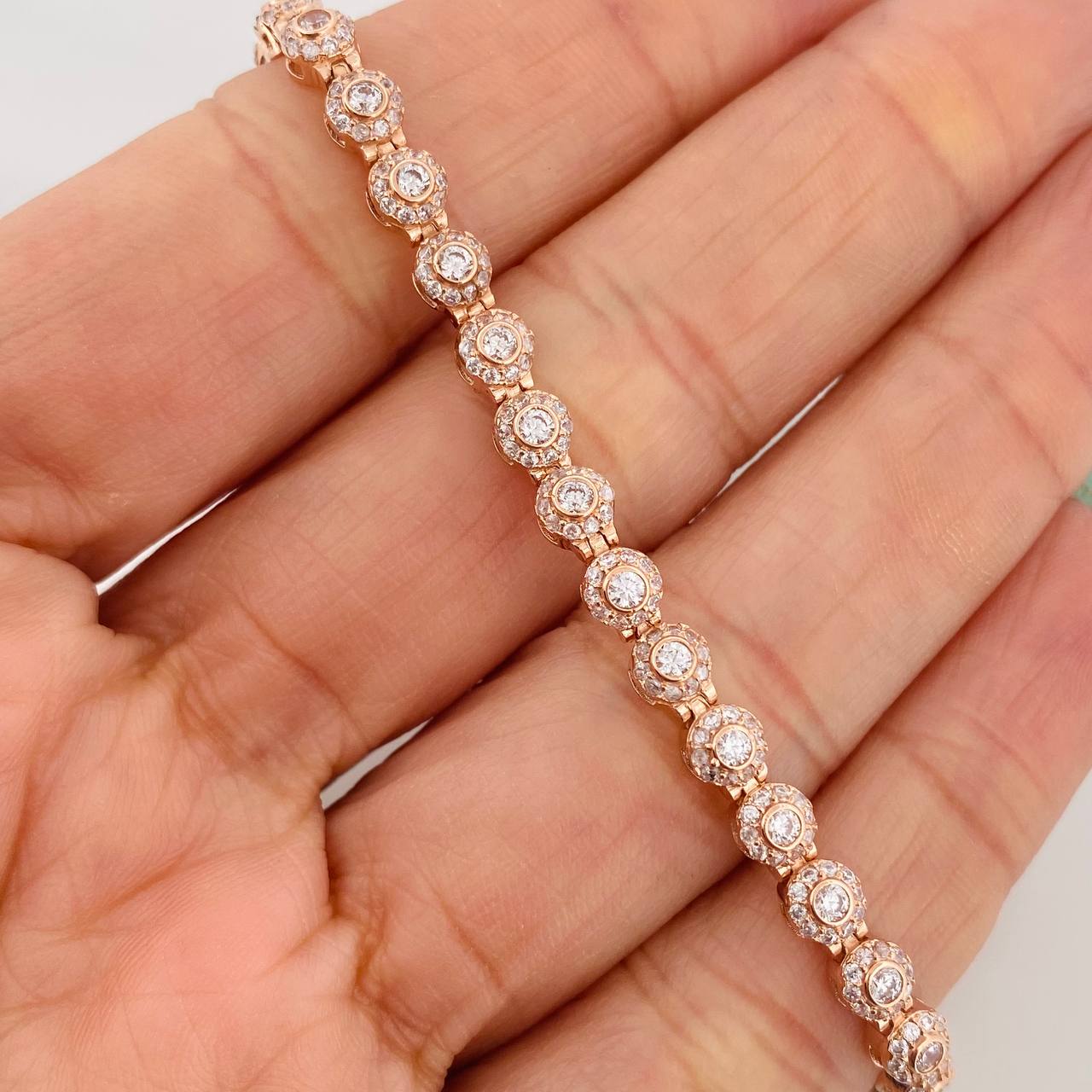 Pulso Tennis 9gr / 19cm / 4.48mm Oro Rosa 18K %