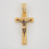 Dije Cruz Cristo Milagroso De Buga 3.9gr / 3.8cm / Dos Oros Negro Amarillo 18K %