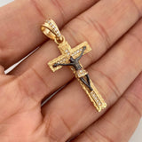 Dije Cruz Cristo Milagroso De Buga 3.9gr / 3.8cm / Dos Oros Negro Amarillo 18K %