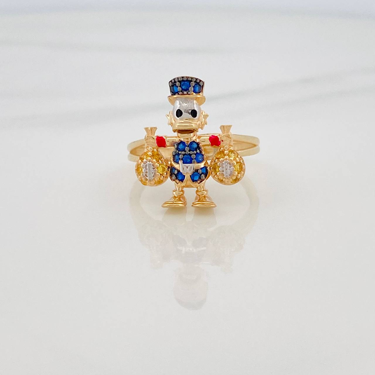 Anillo Pato Bolsas De Dinero 4.05gr / T6 1/4 / Tres Oros 18K %