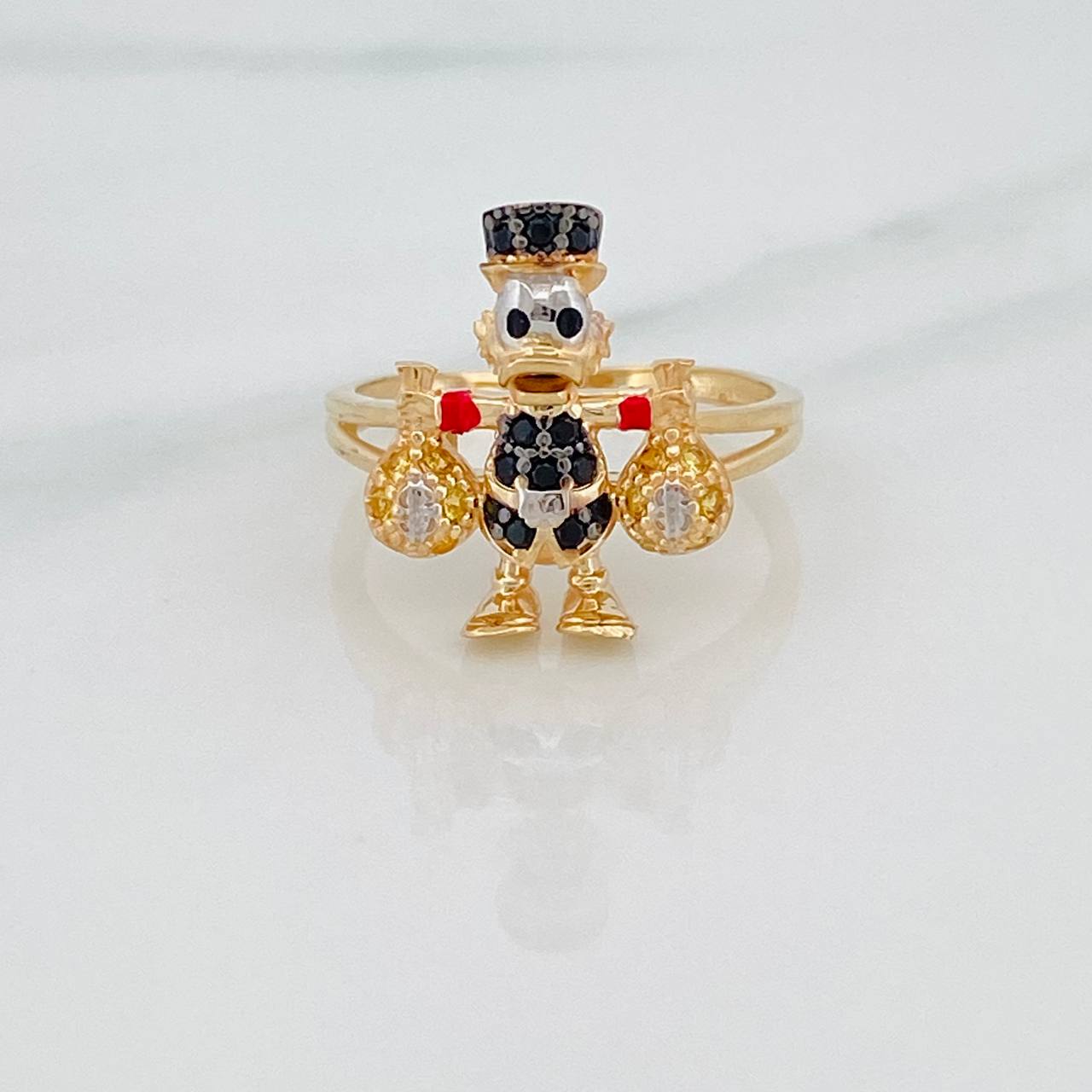 Anillo Pato Bolsas De Dinero 4.2gr / T8 / Tres Oros 18K %