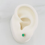 Topos Cuatro Garras Esmeraldas 14Pts 0.6gr / 2.8mm Oro Amarillo 18K &