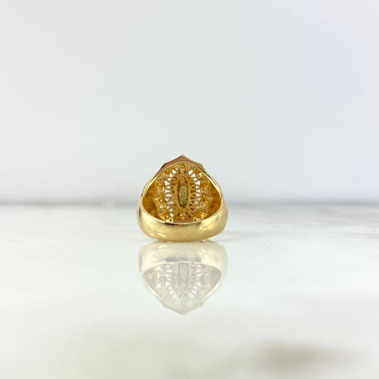 Anillo Virgen de Guadalupe 7.15gr / T5 1/2 / Circones Blancos-Verdes-Azules Dos Oros Amarillo Blanco