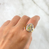 Anillo Virgen de Guadalupe 7.15gr / T5 1/2 / Circones Blancos-Verdes-Azules Dos Oros Amarillo Blanco
